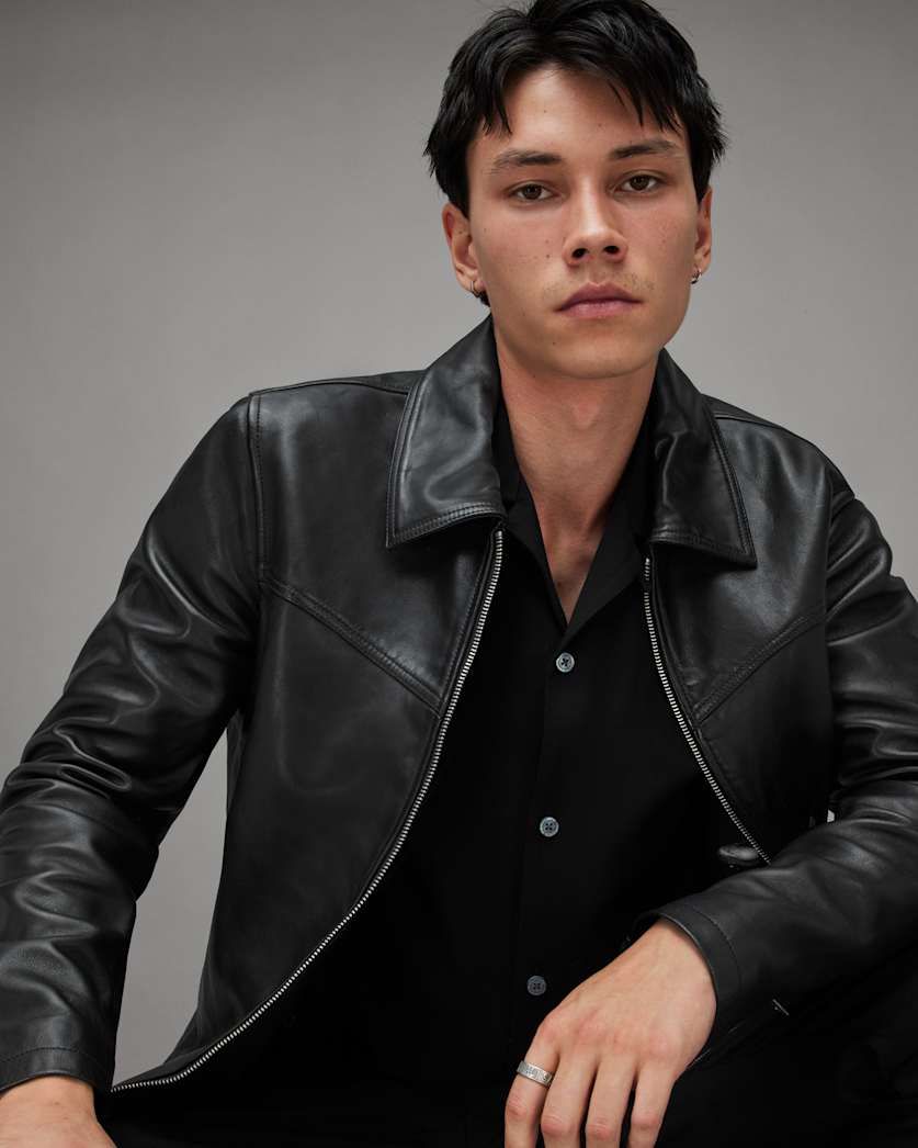 Tune Cropped Zip Up Leather Jacket