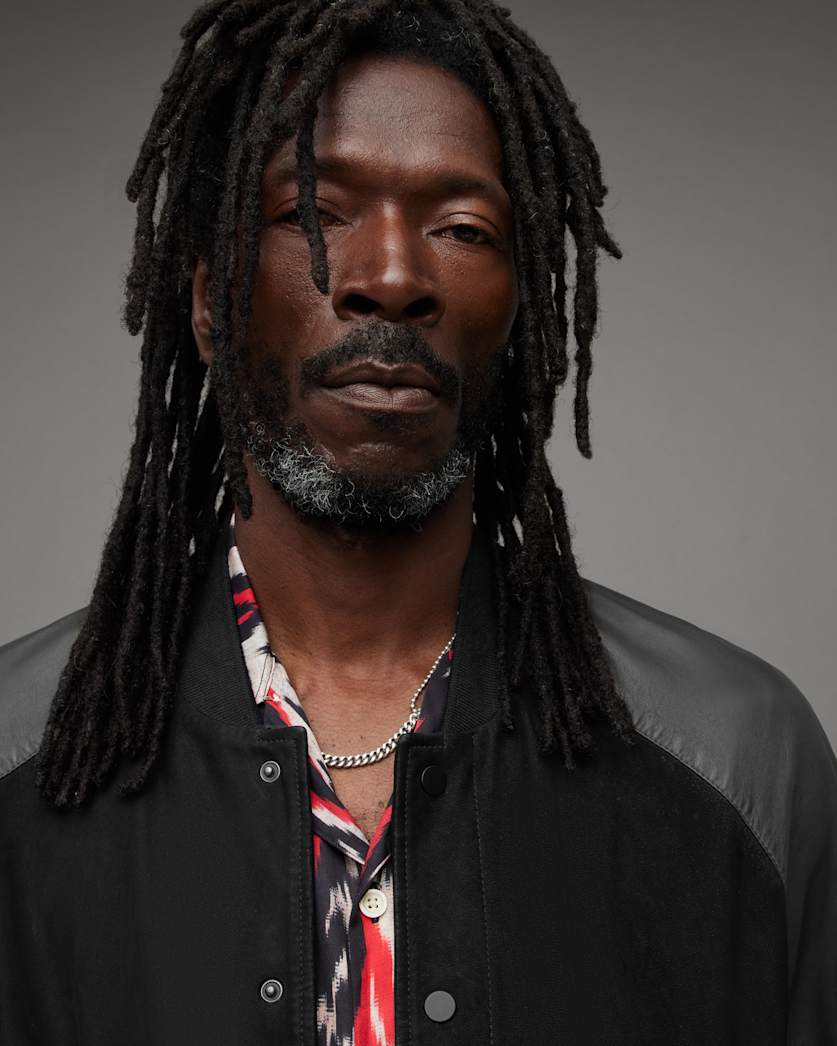 Maura Contrast Leather Bomber Jacket