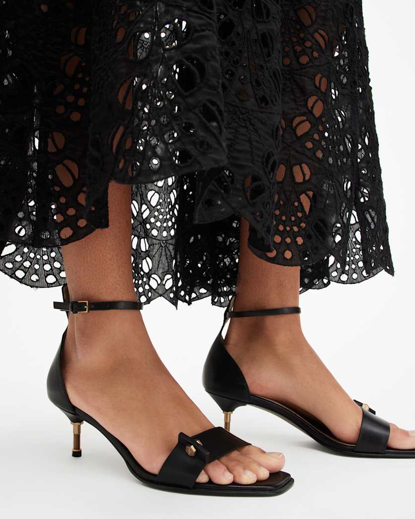 Gloria Screw Heeled Leather Sandals