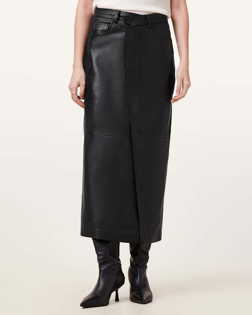 Eden Leather Midi Skirt