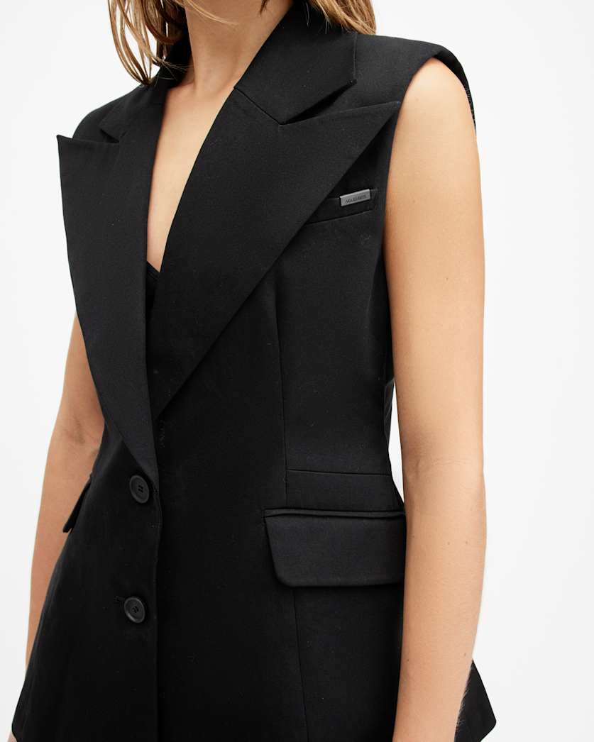 Hally Fitted Waist Sleeveless Blazer