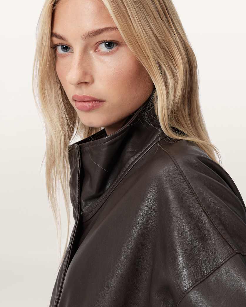Ryder Funnel Neck Leather Jacket
