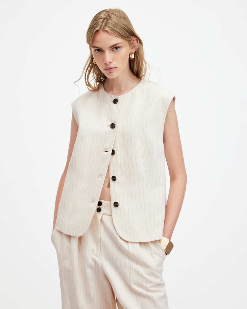 Payton Pinstripe Linen Blend Waistcoat