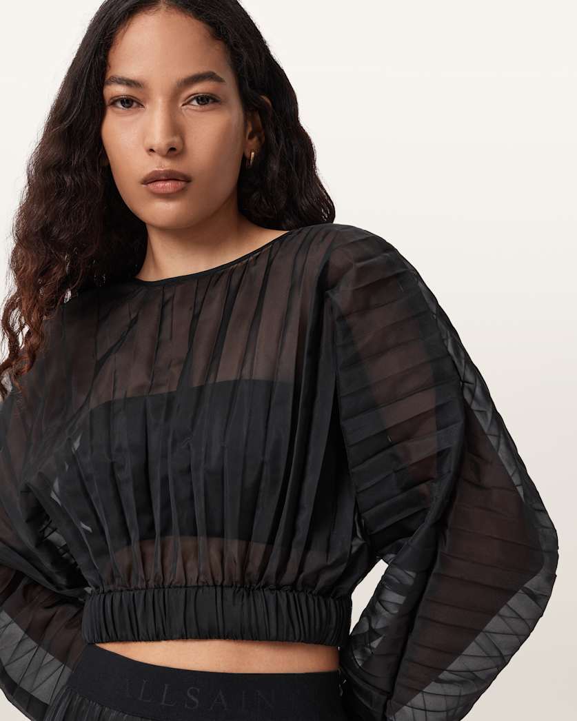Micaela Pleated Sheer Top