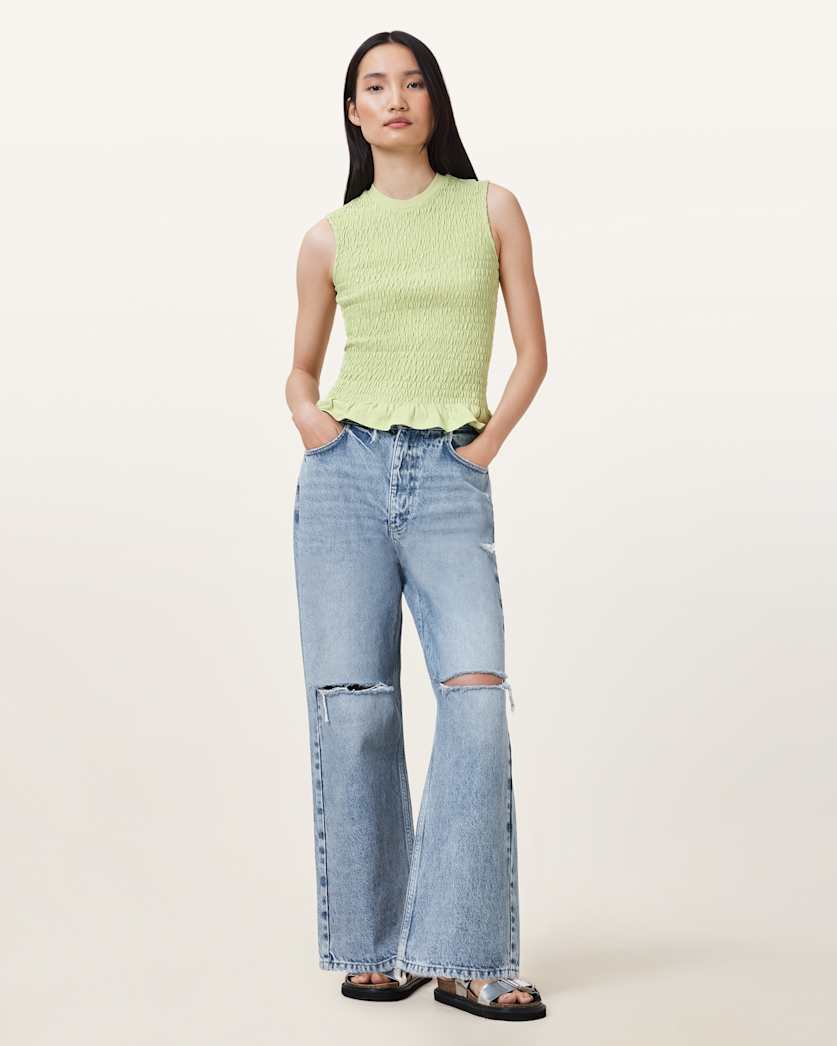 Ode Smocked Sleeveless Tank Top