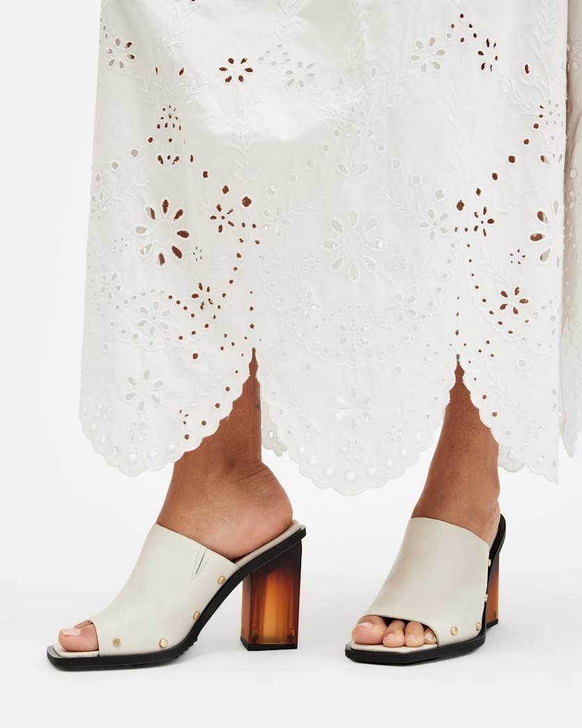 Kelly Block Heel Leather Mules