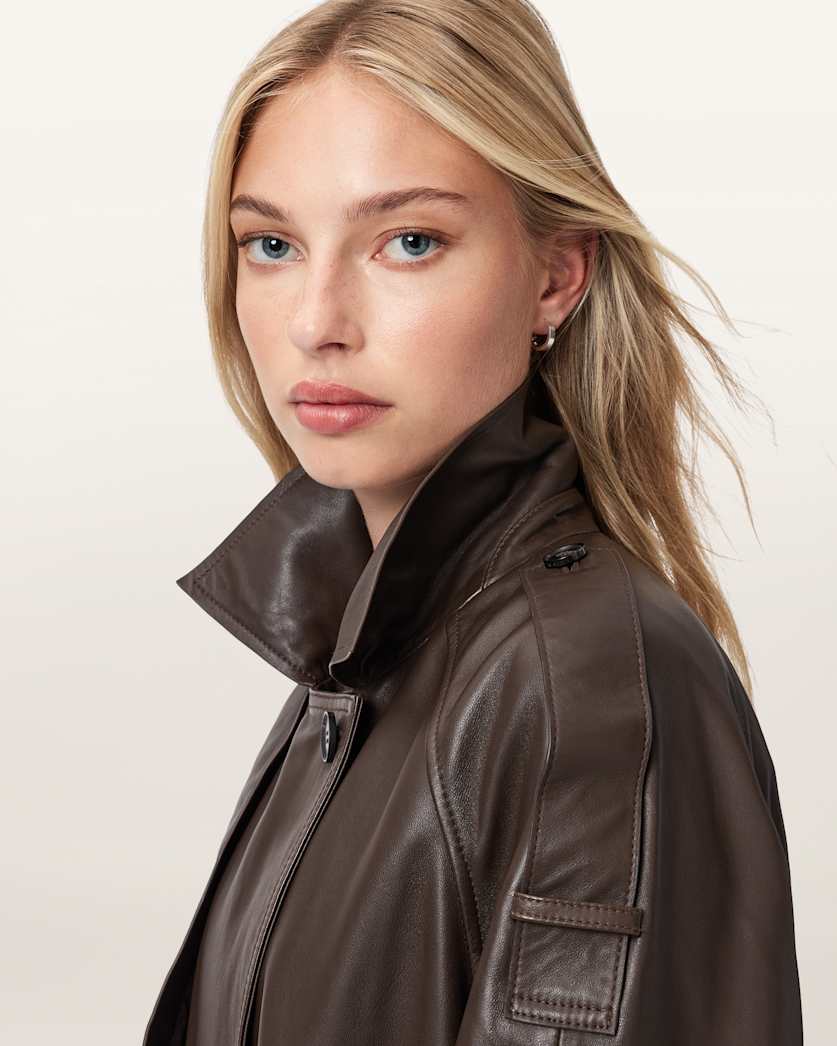 Reed Cropped Leather Trench
