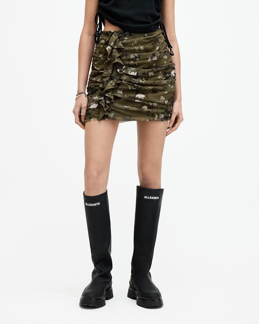 Gloria Mesh Floral Print Kora Mini Skirt