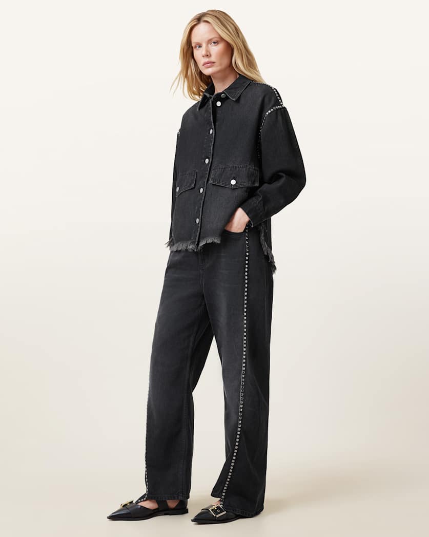 Frankie Studded Wide Leg Jeans