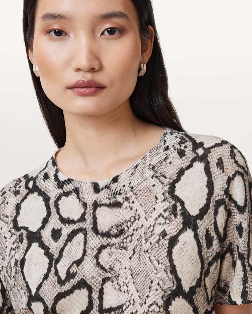 Anouk Snake Print Merino Wool T-Shirt