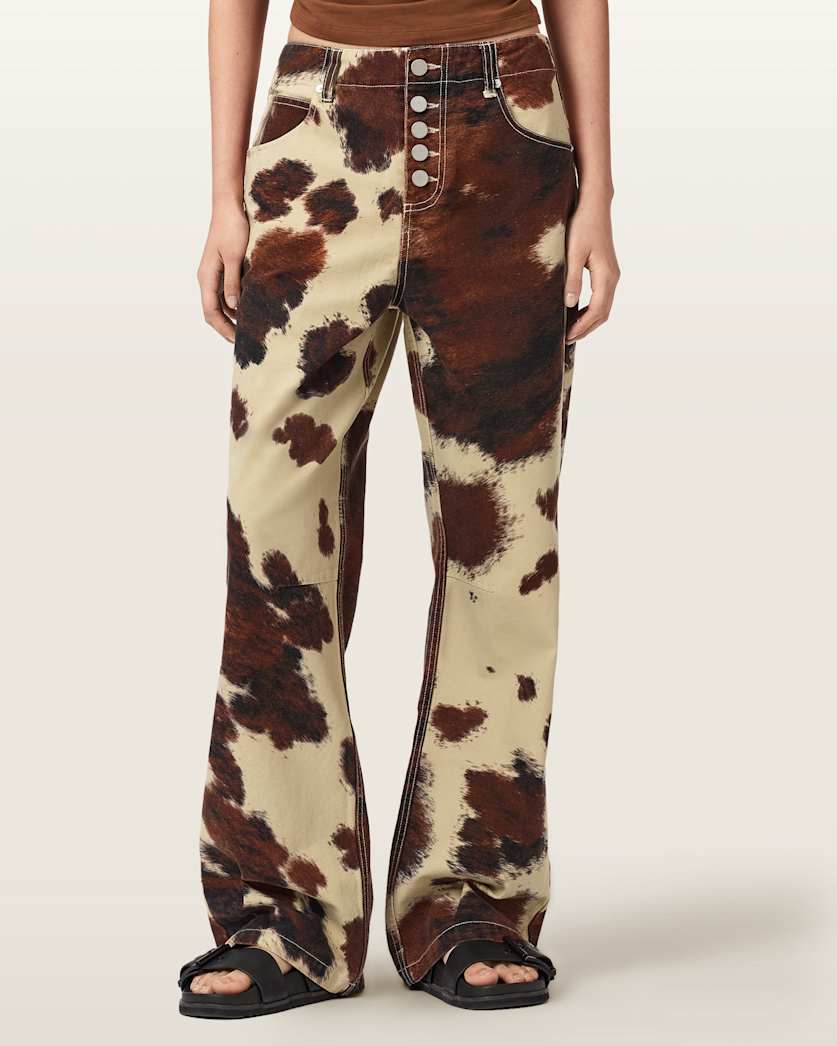 Taya Cow Print Denim Jeans