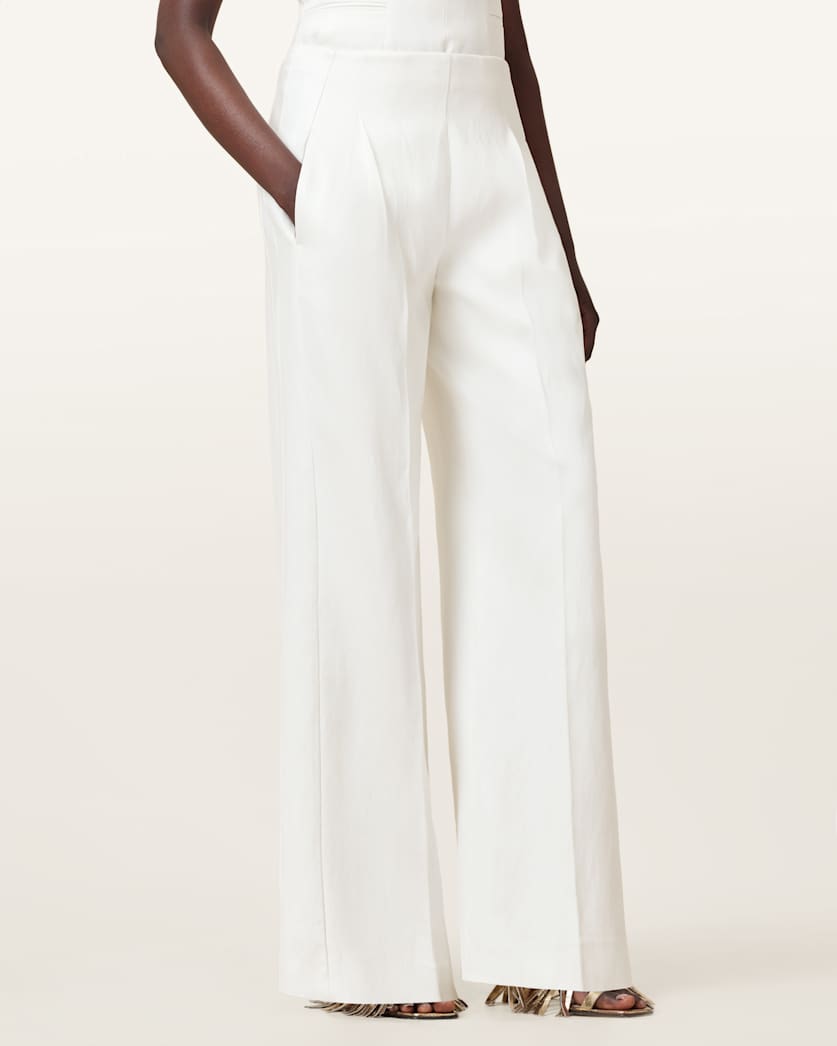Bonnie Tailored Wide-Leg Linen Blend Trousers