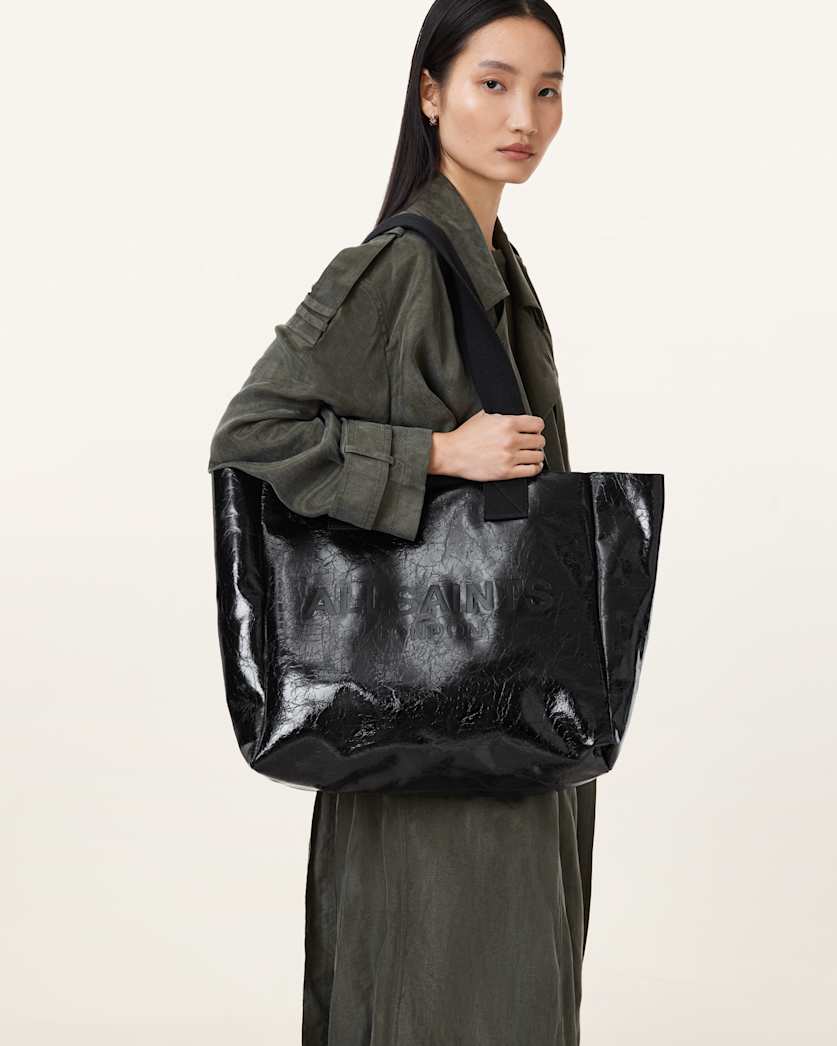 Izzy Embossed Logo Leather Tote Bag