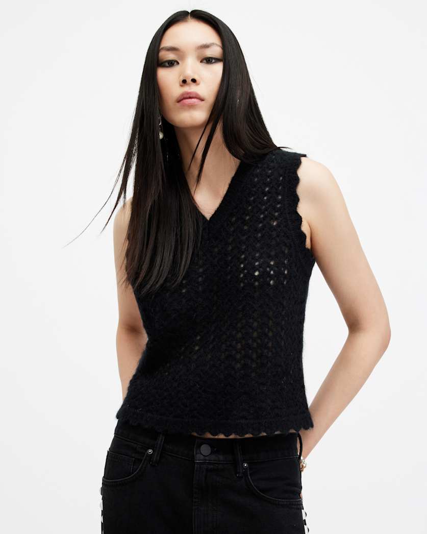 Vivian Open Stitch V-Neck Tank Top