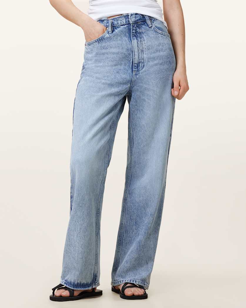 Blake Frayed Wide Leg Denim Jeans