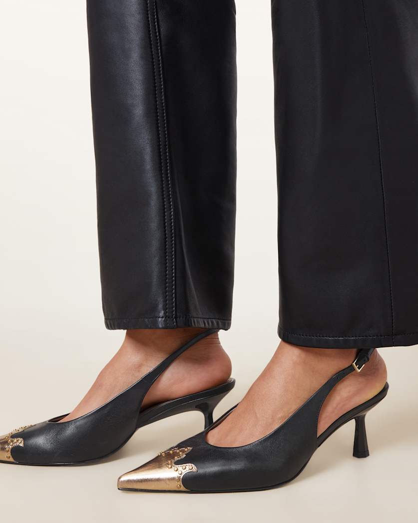 Denver Leather Slingback Heeled Shoes