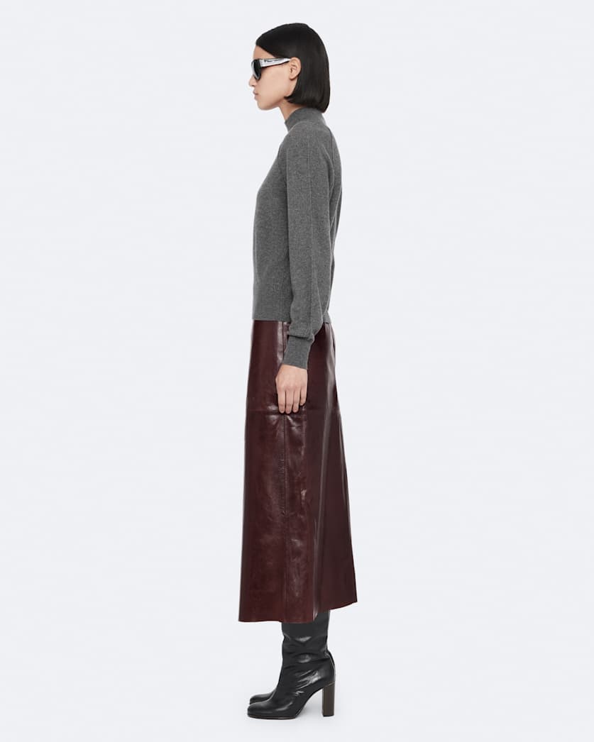 Olivia Leather Midi Skirt