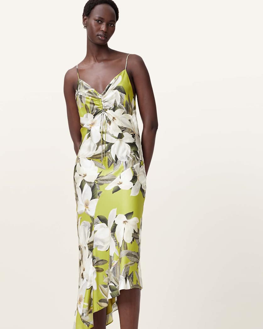 Alexia V-Neck Drawstring Midi Slip Dress