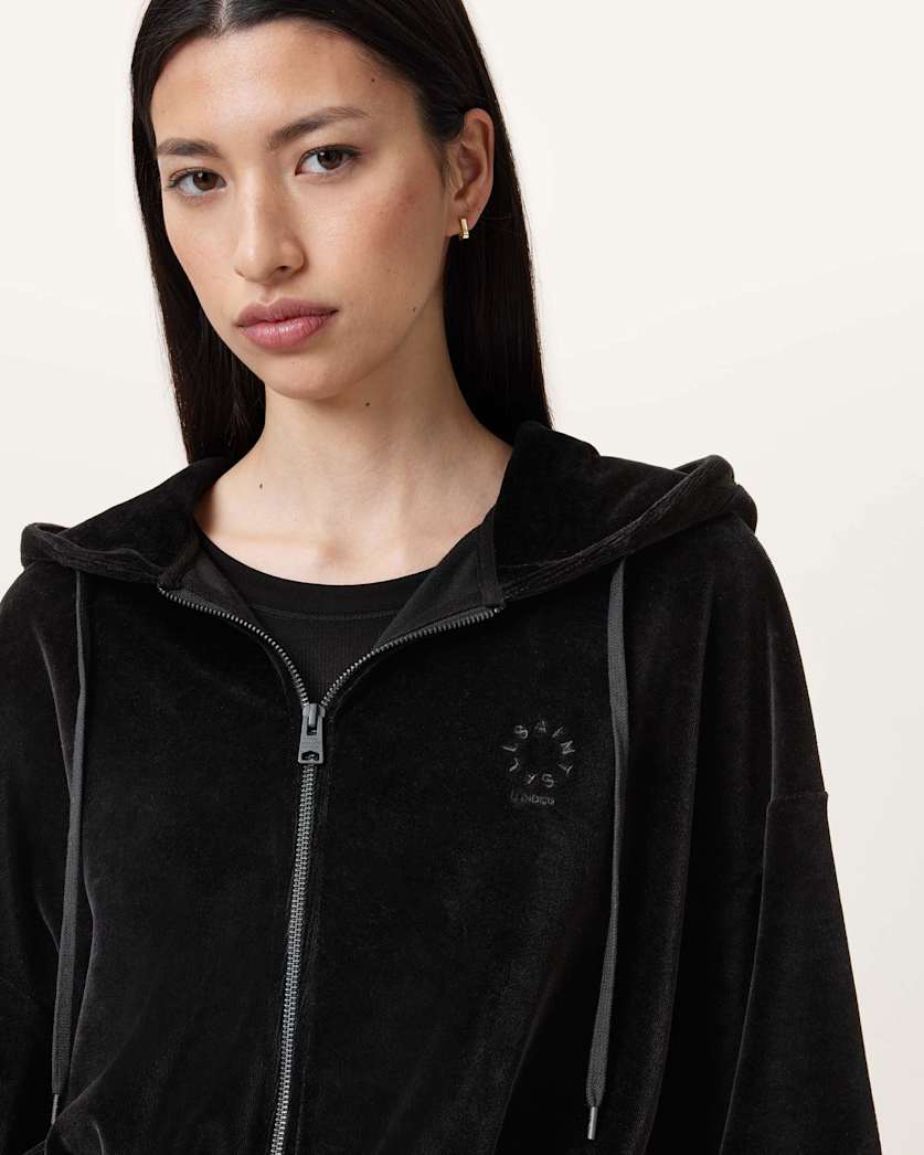 Vinny Relaxed Fit Zip Up Velvet Hoodie