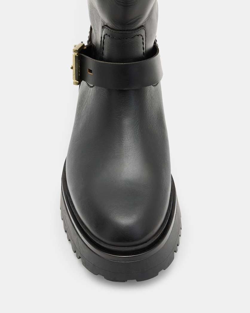 Marisa Leather Buckle Biker Boots