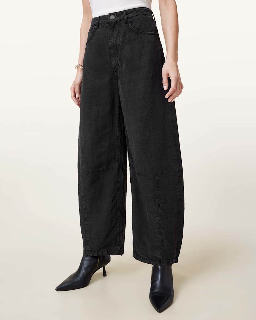 Jett Barrel Leg Linen Blend Trousers