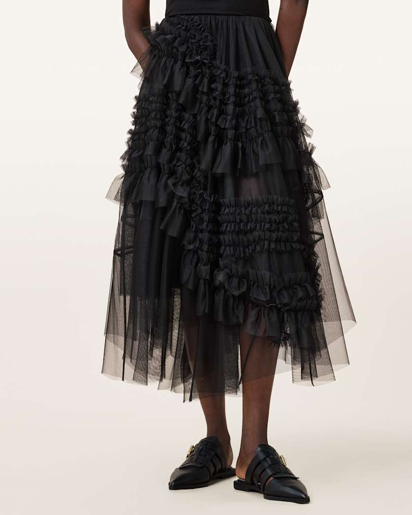 Jen Tulle Asymmetric Maxi Skirt