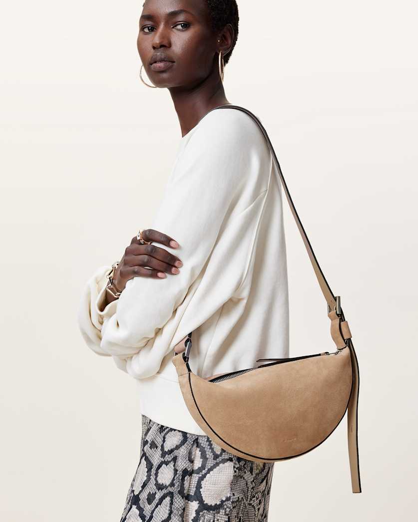 Half Moon Suede Crossbody Bag