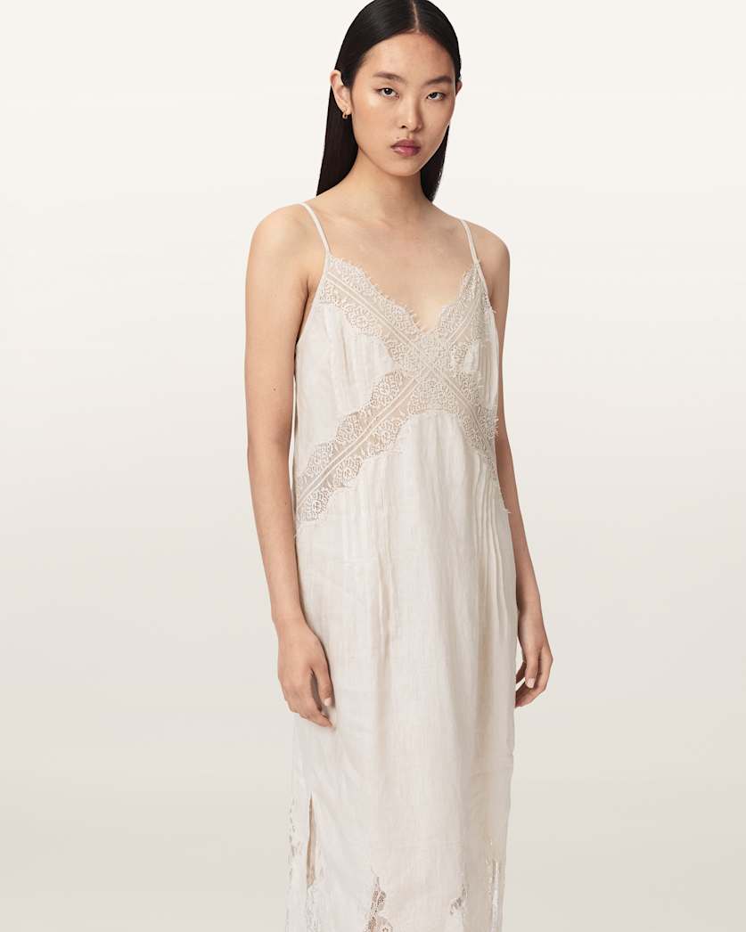 Samia Linen Lace Midi Dress