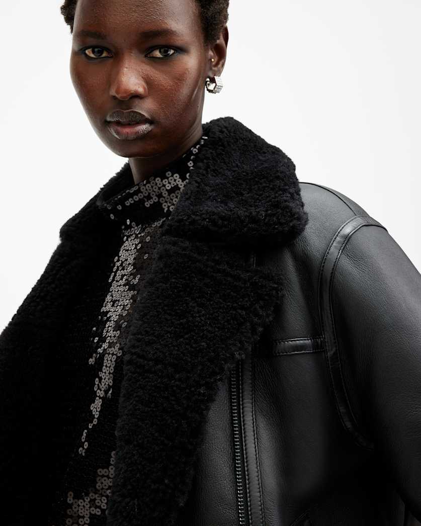 Sola Oversized Shearling Biker Jacket