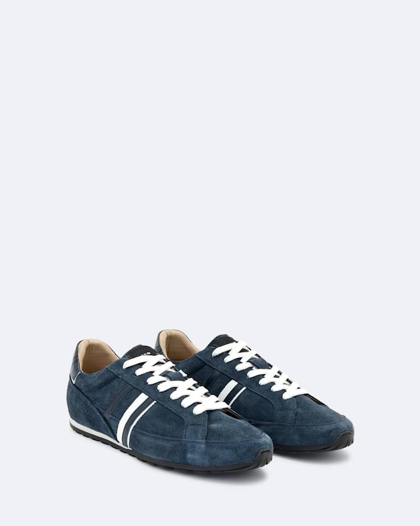 Leather and suede low trainers