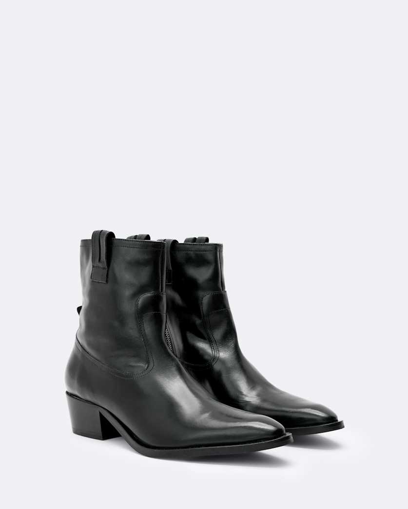Leather zip up dress boot