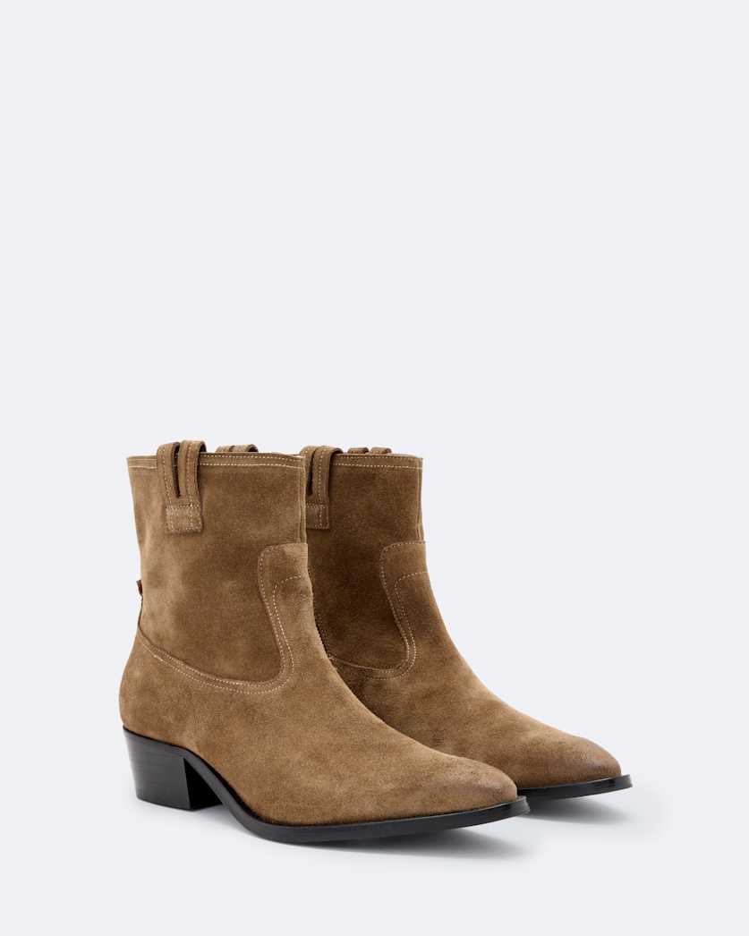 Suede zip up dress boot