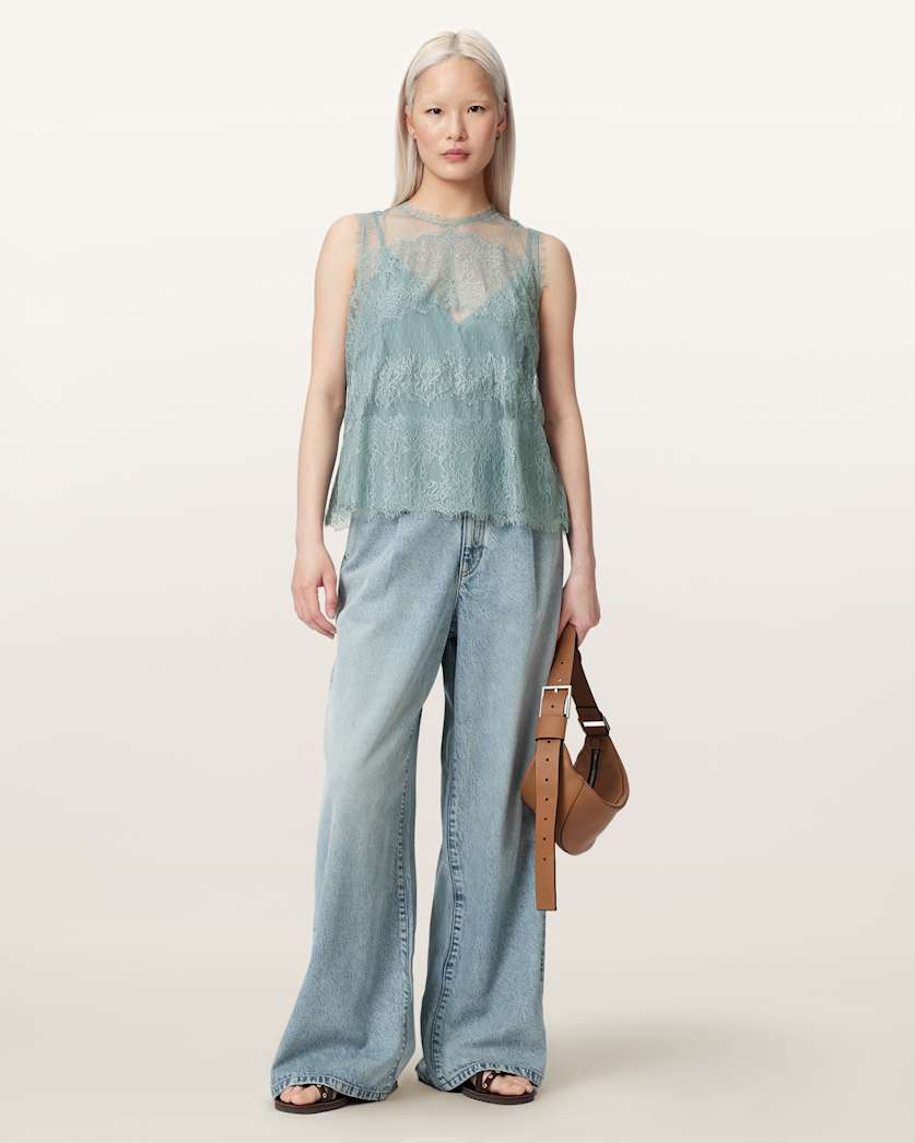 Clara Lace Trim Sleeveless Top