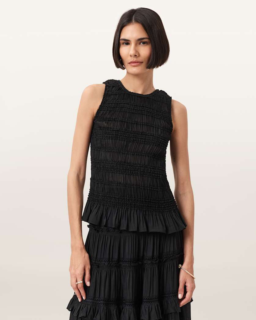Marion Shirred Sleeveless Top