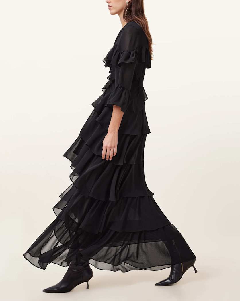 Nat Ruffled High Low Maxi Dress