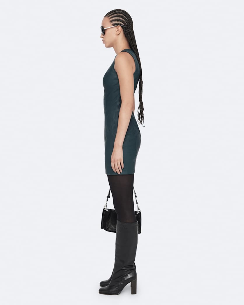 Vee Leather Dress