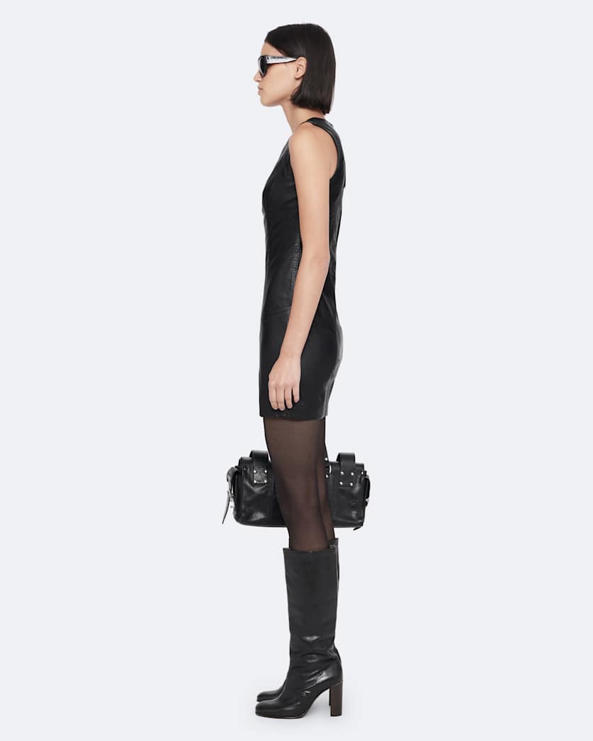 Leather mini dress