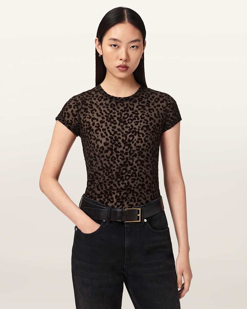 Ellie Mesh Leopard Print T-Shirt