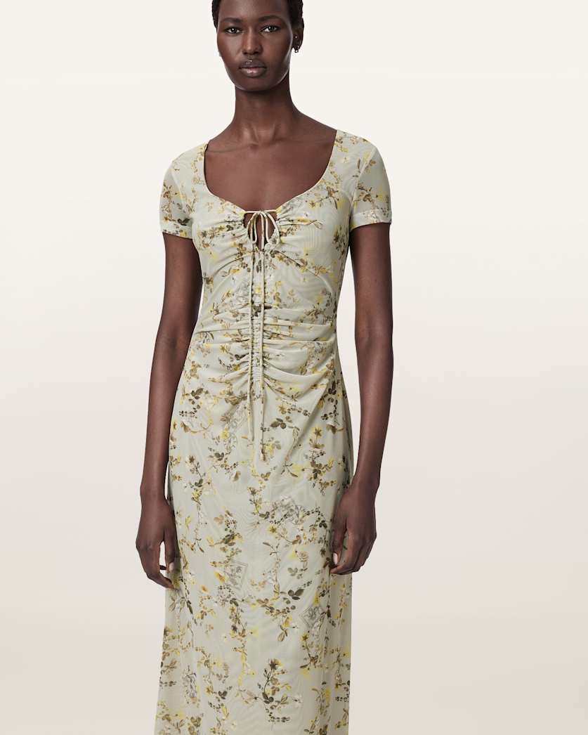 Gabby Floral Print Mesh Maxi Dress