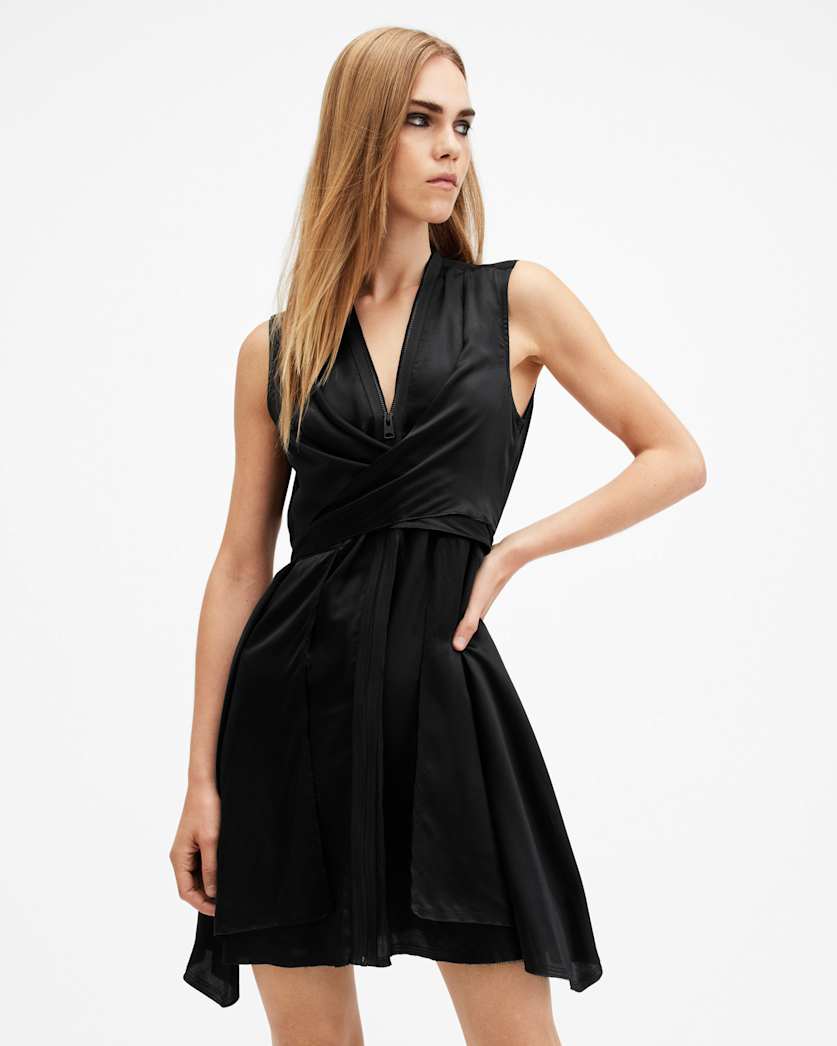 Jayda V-Neck Zip Front Mini Dress