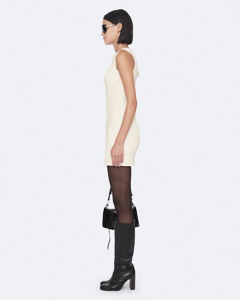 Vee Perforated Leather Dress