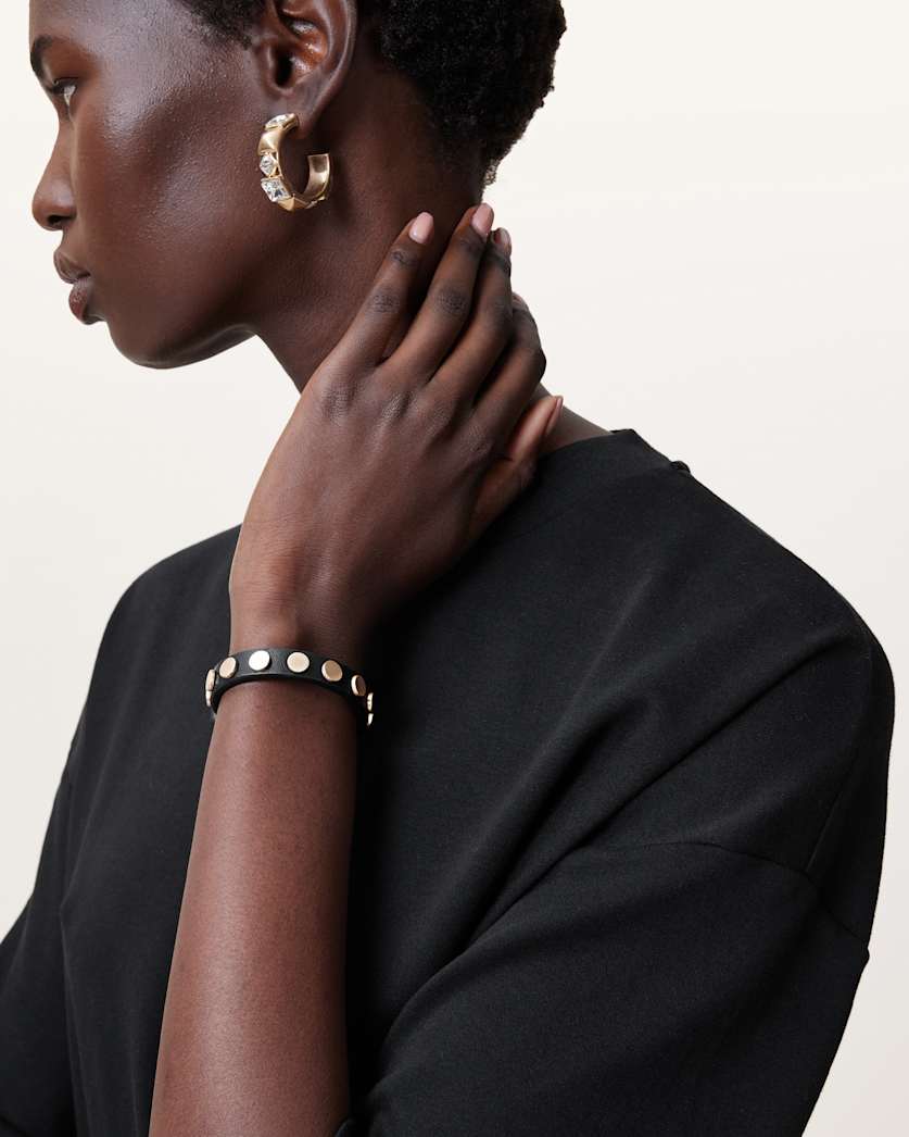 Mica Studded Leather Buckle Bracelet