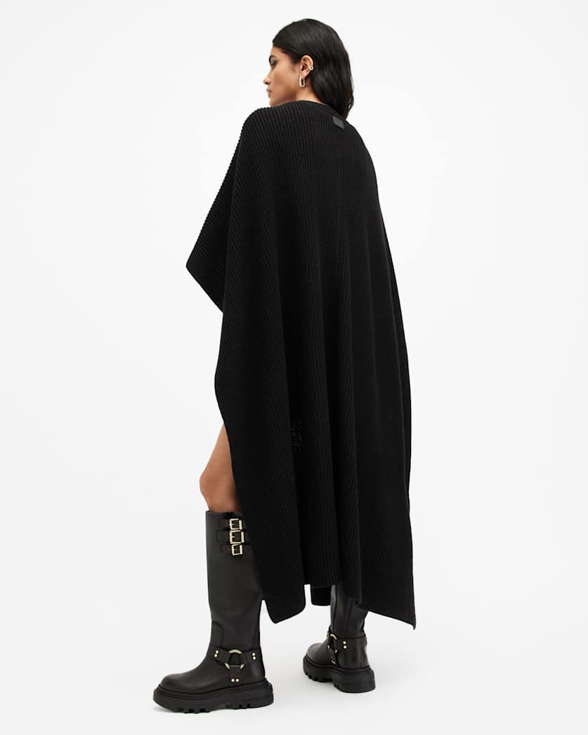 Farren Maxi Length Ribbed Ruana Scarf
