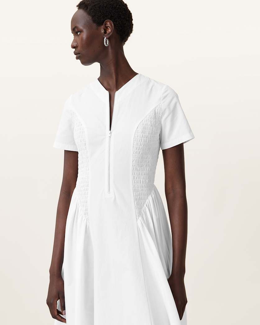 all saints white dress AllSaints Dresses pleating and lace trims create volume AllSaints Chia Smocked Long Sleeve
