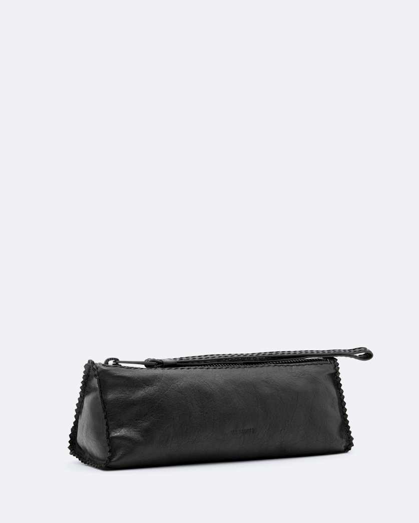 Pinked edge leather pencil case