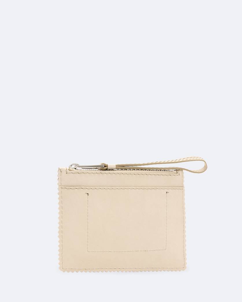 Pinked edge small leather pouch