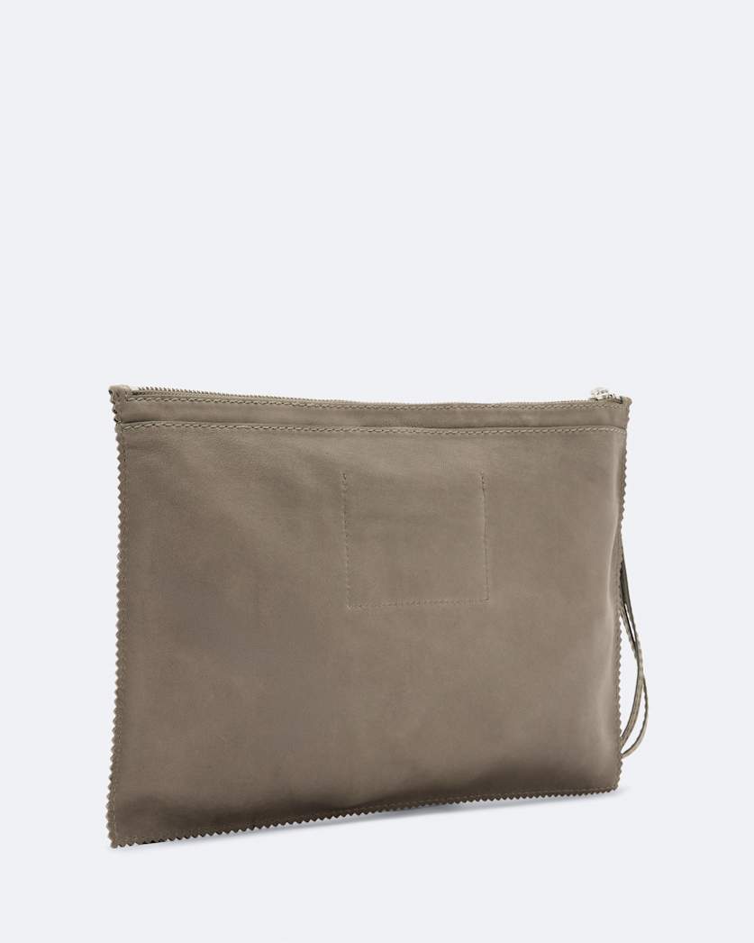 Pinked edge large leather pouch