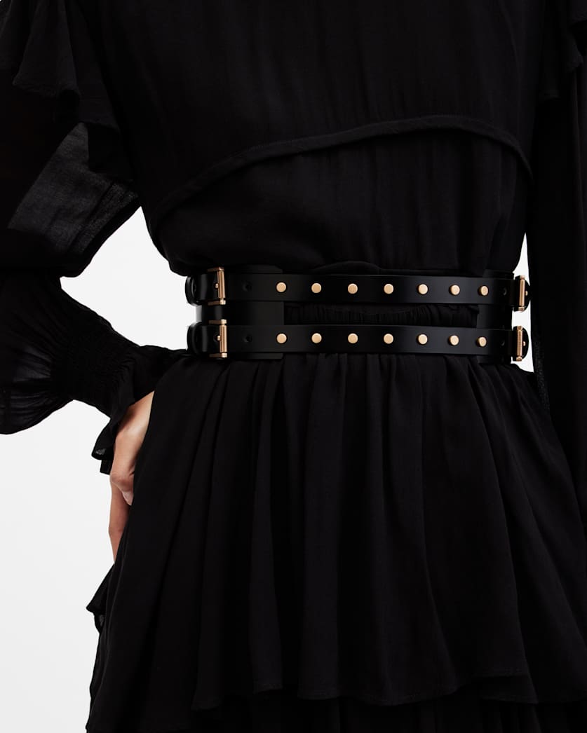 Elodie Double Buckle Leather Waist Belt