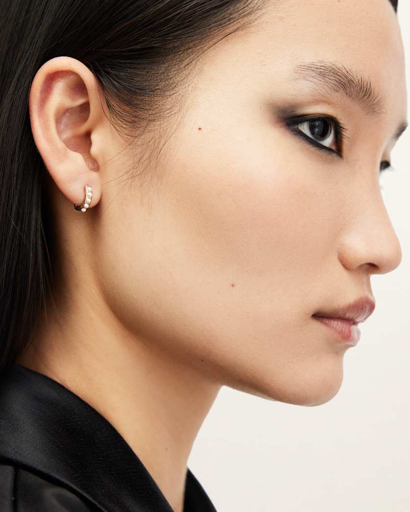 Pearl Beaded Hoop Earrings