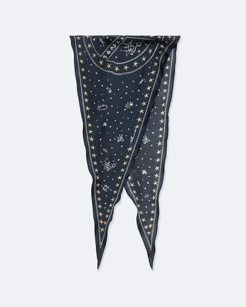 Jett Printed Diamond Silk Scarf